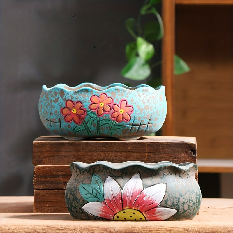 Aloe Vera Pot - Conjunto de Vasos de Cerâmica Vintage