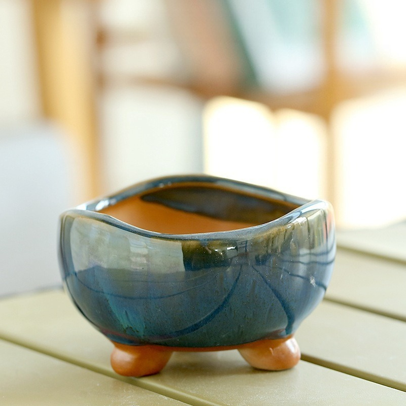Vaso de Cerâmica Azul com Efei - Aloe Vera Pot avaliação e preço
