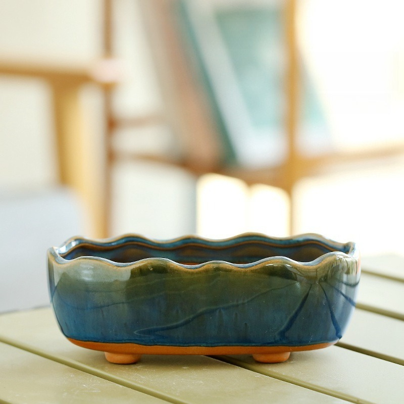 Vaso de Cerâmica Azul com Efei - Aloe Vera Pot avaliação e preço